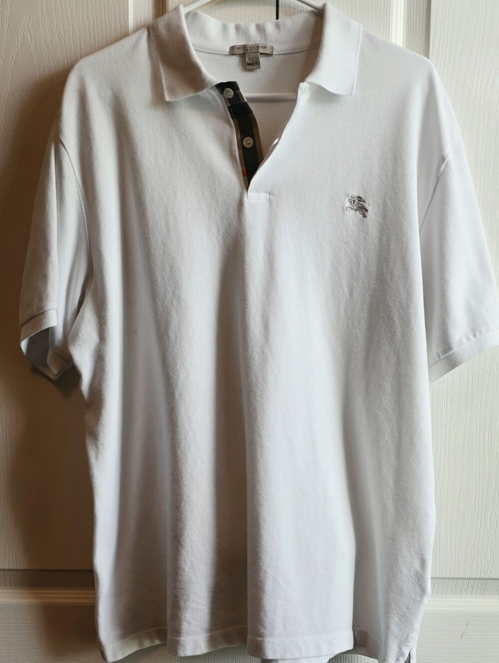 Burberry Brit Men's XL White Polo with Signature Check Placket
